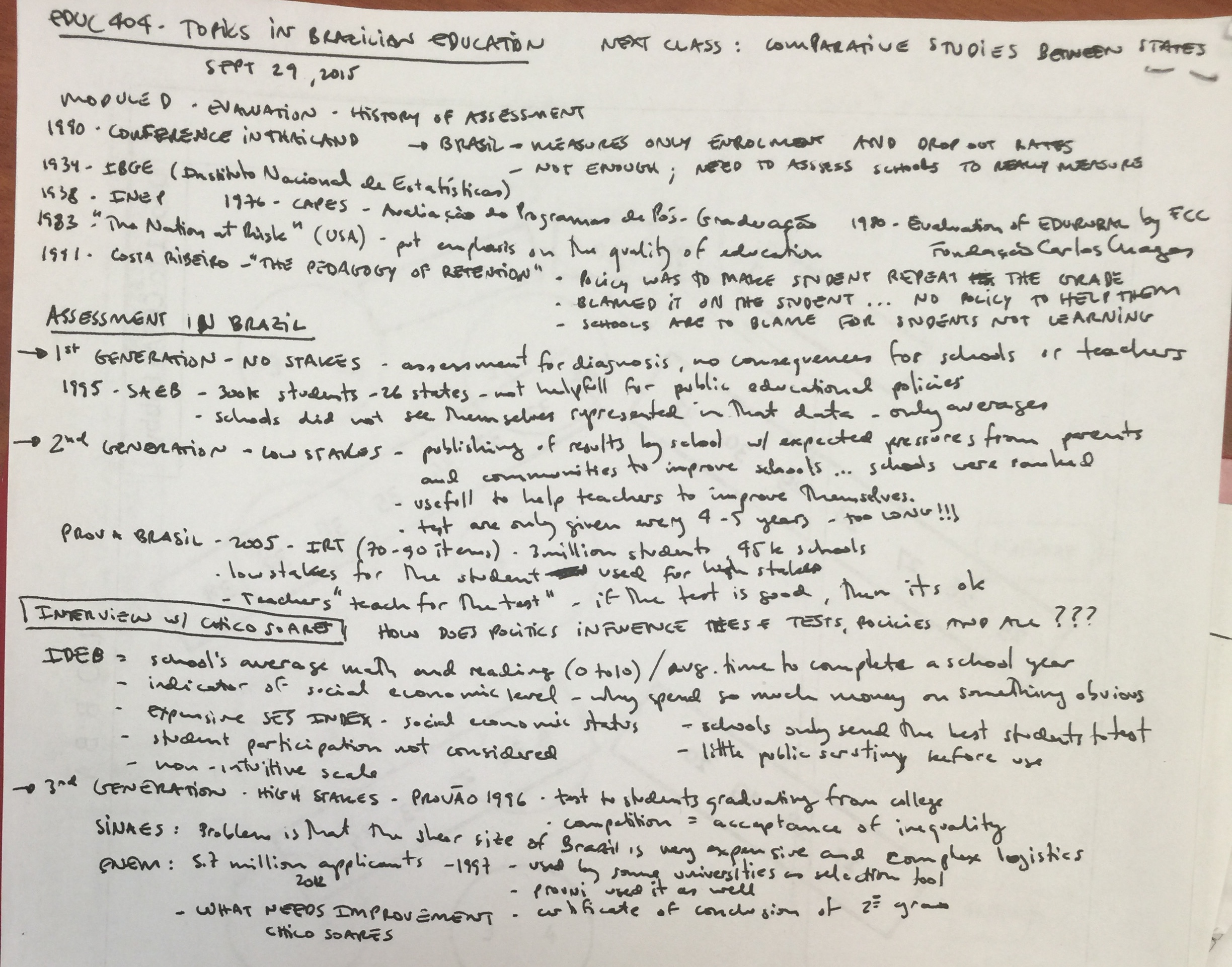 Brazilian Education - Week 2 - Class Notes