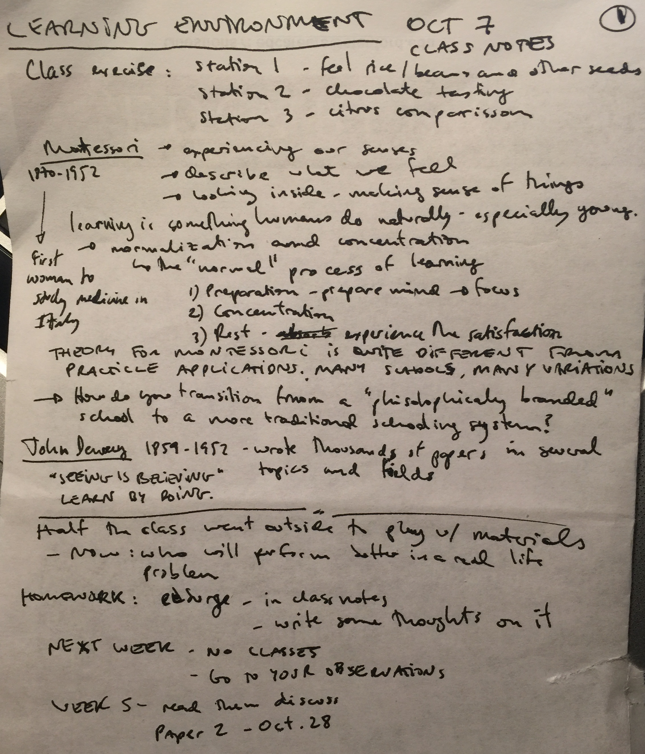 Learning Environments - Week 3 - Class Notes