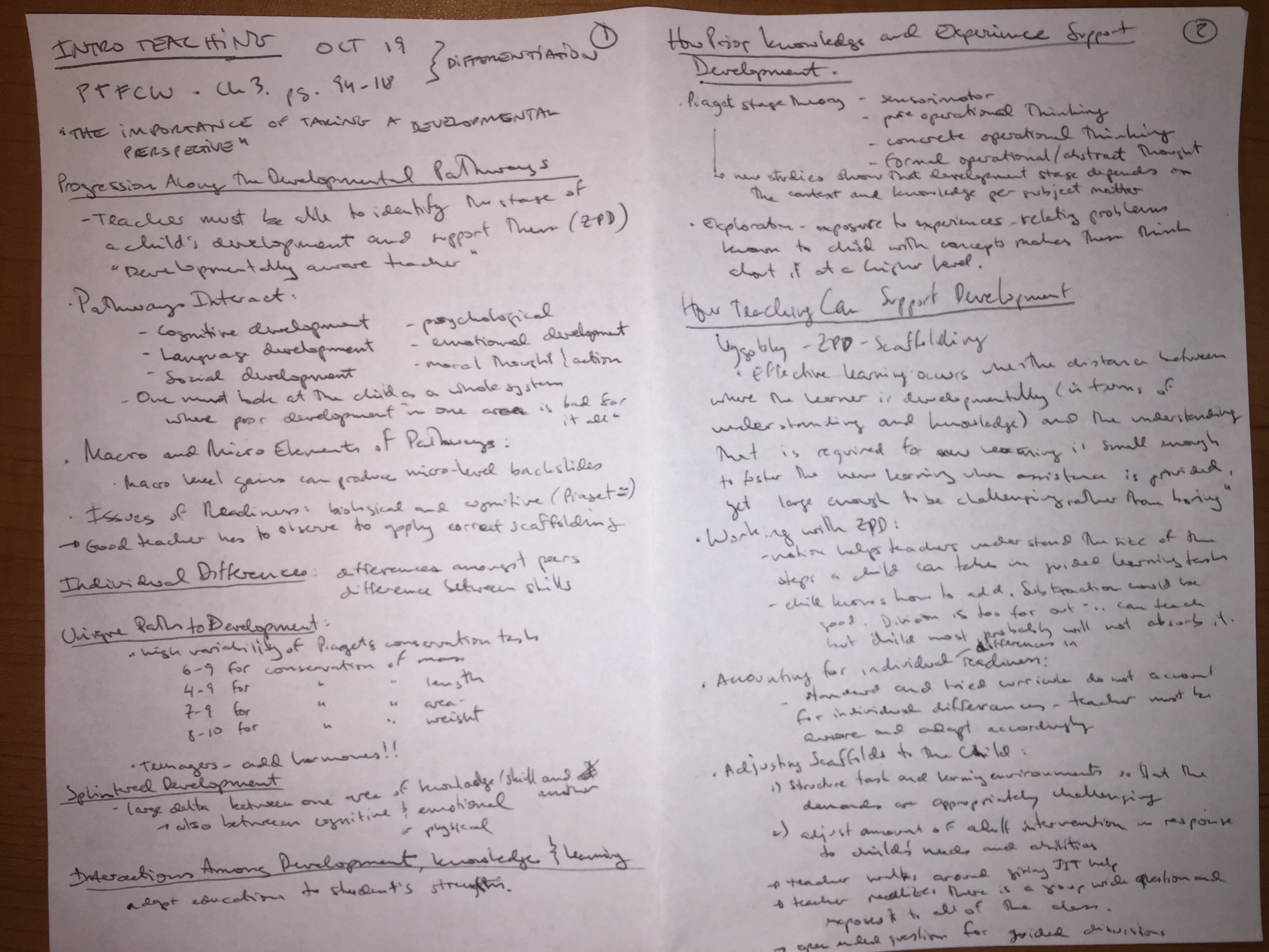 Intro Teaching - Week 5 - Reading Notes