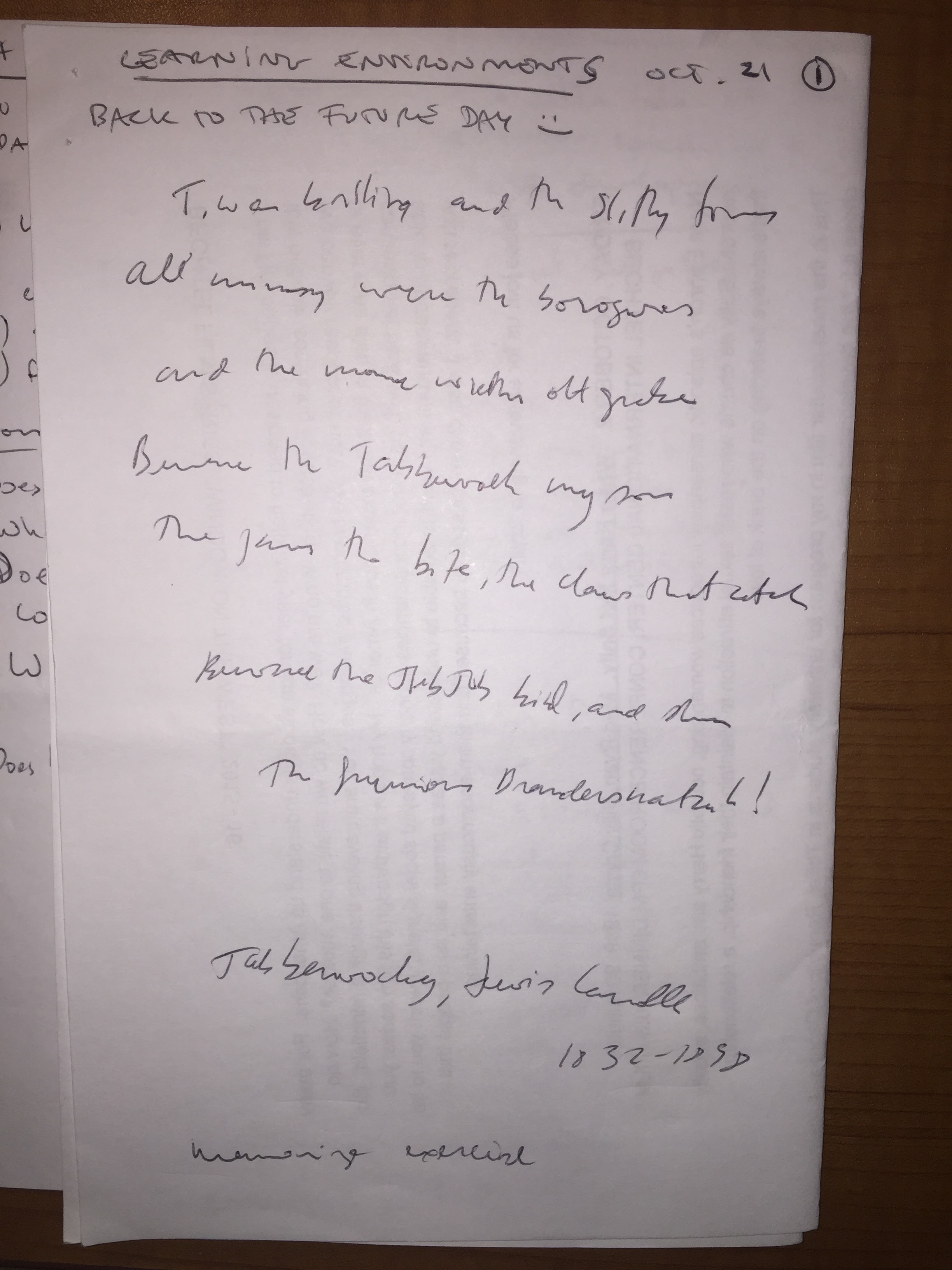 Learning Environments - Week 5 - Class Notes