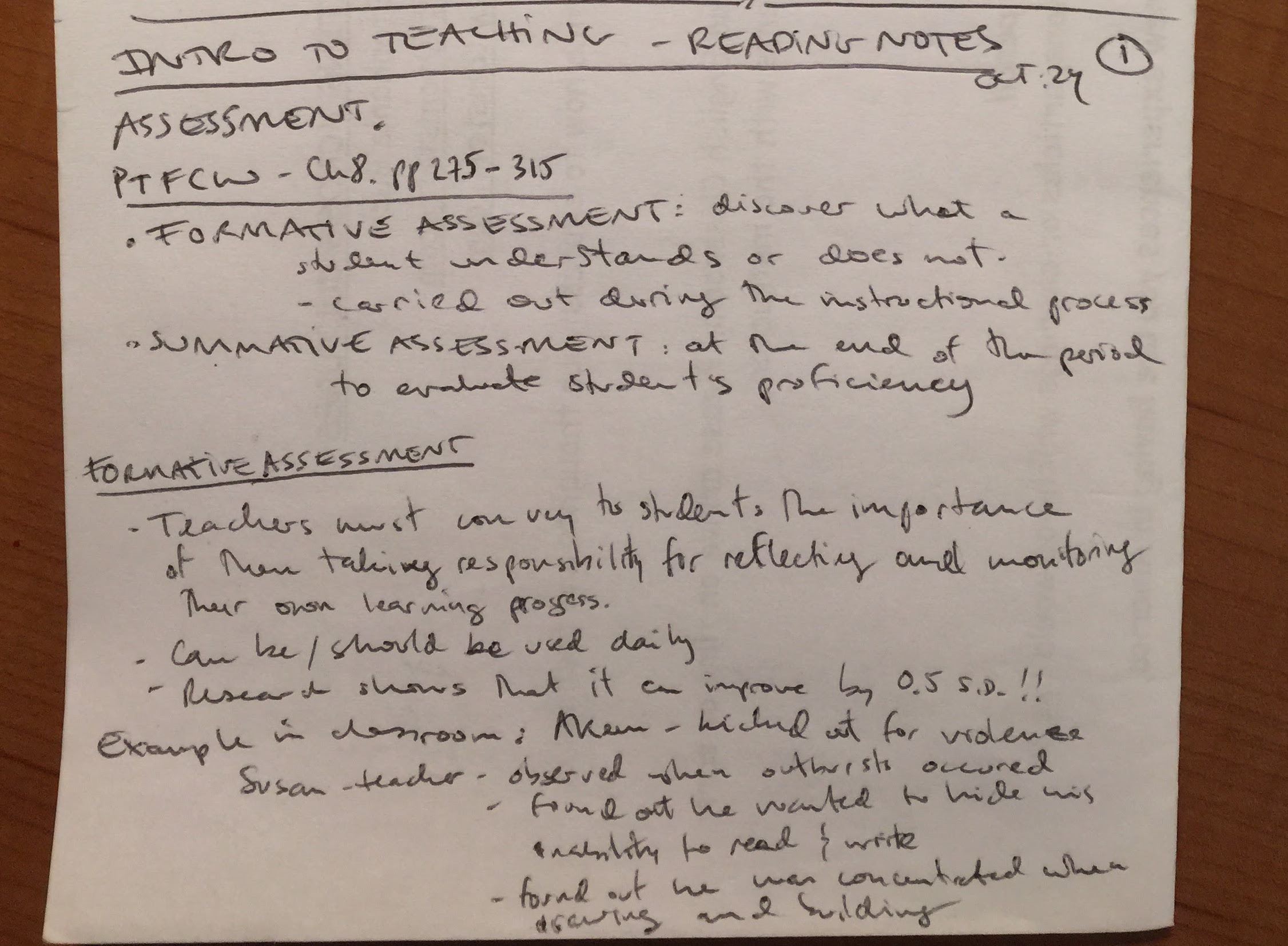 Intro Teaching - Week 6 - Reading Notes