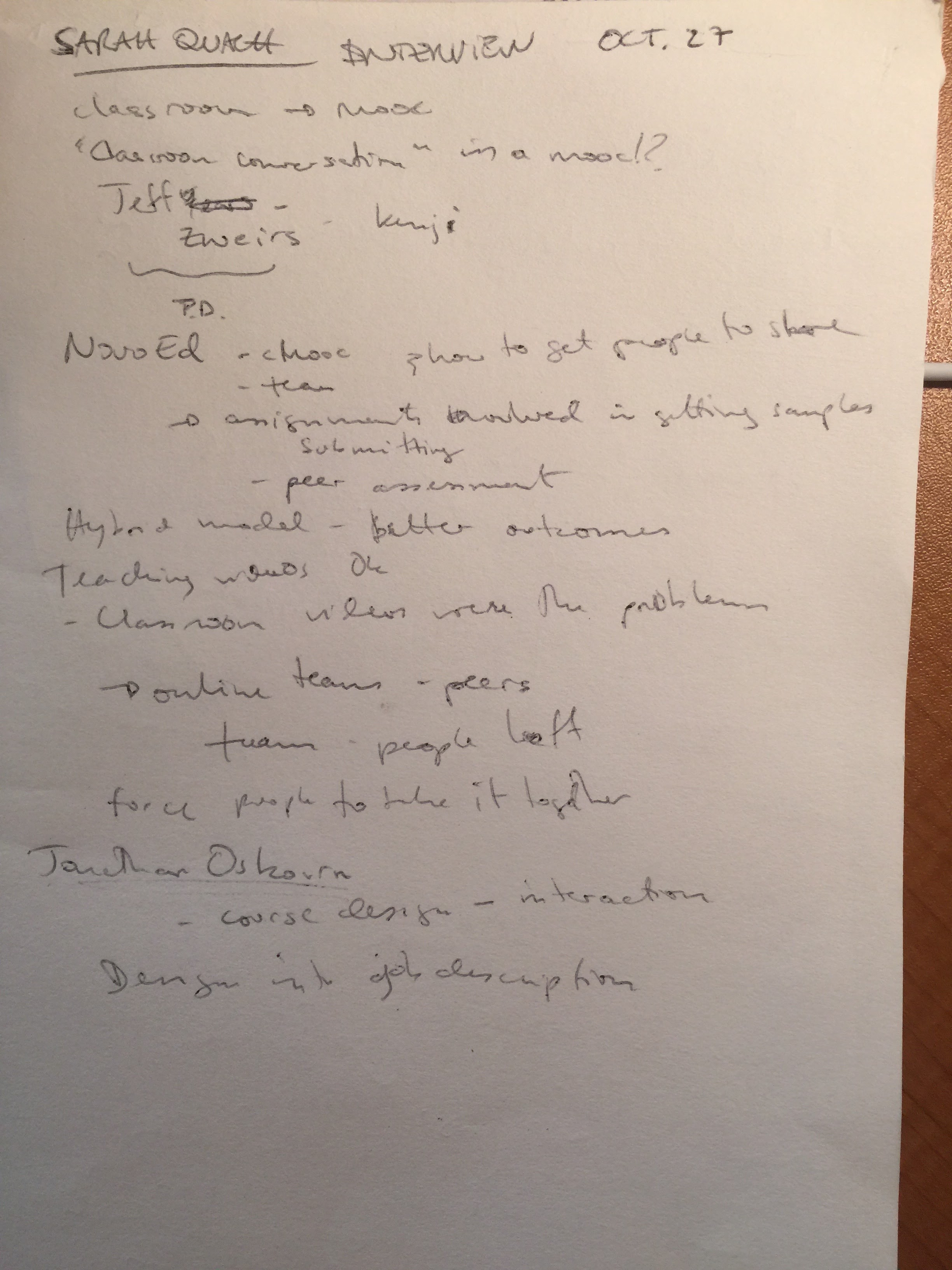 Learning Environments - Week 6 - Interview