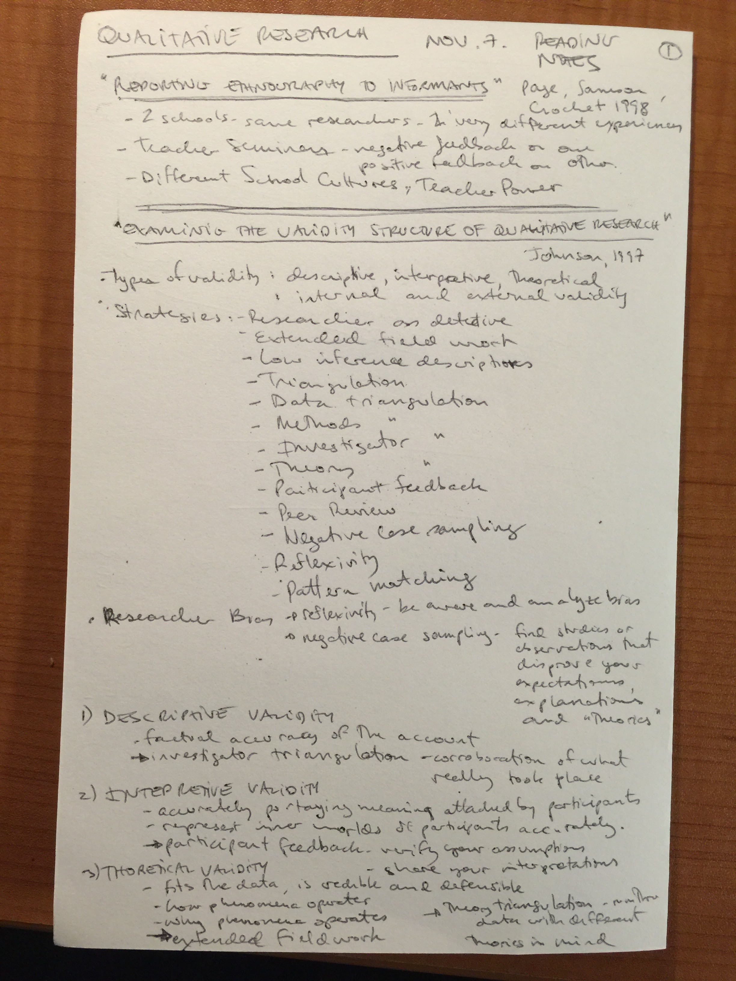 Qualitative Research - Week 8 - Reading Assignment