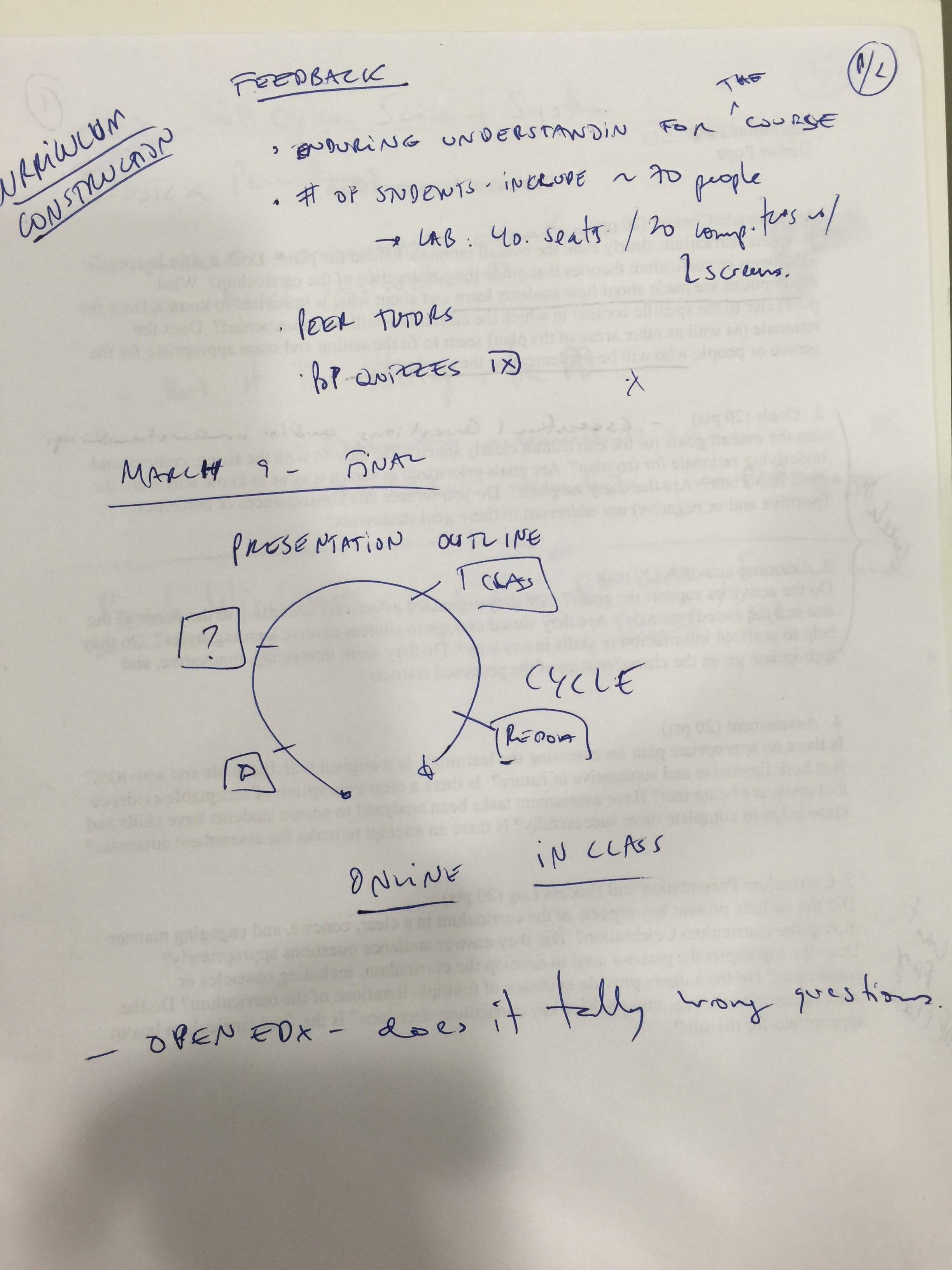 Curriculum Construction - Week 8 - Class Notes