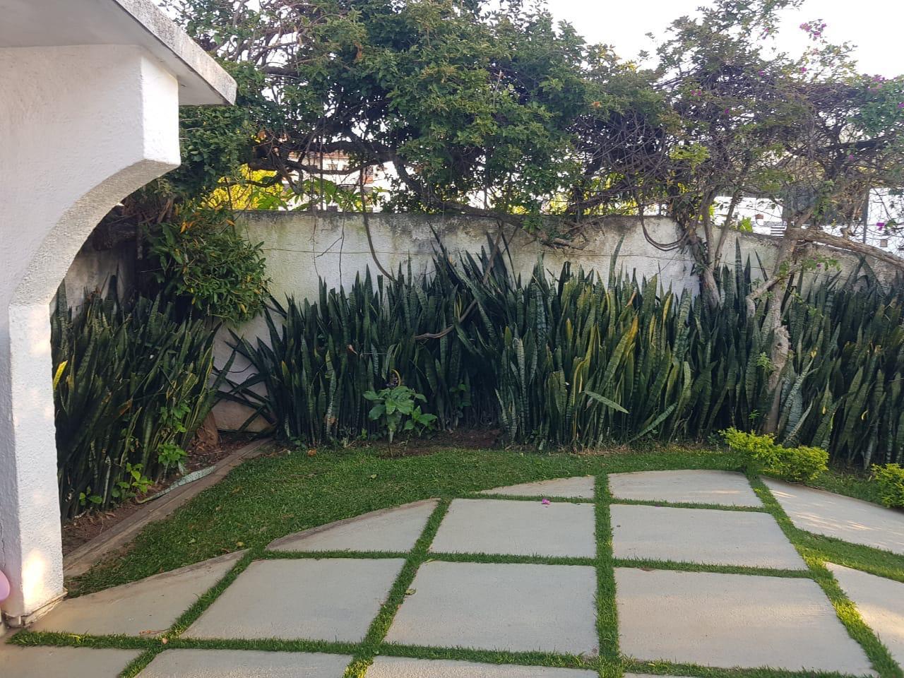 Jardim com pátio e canteiros